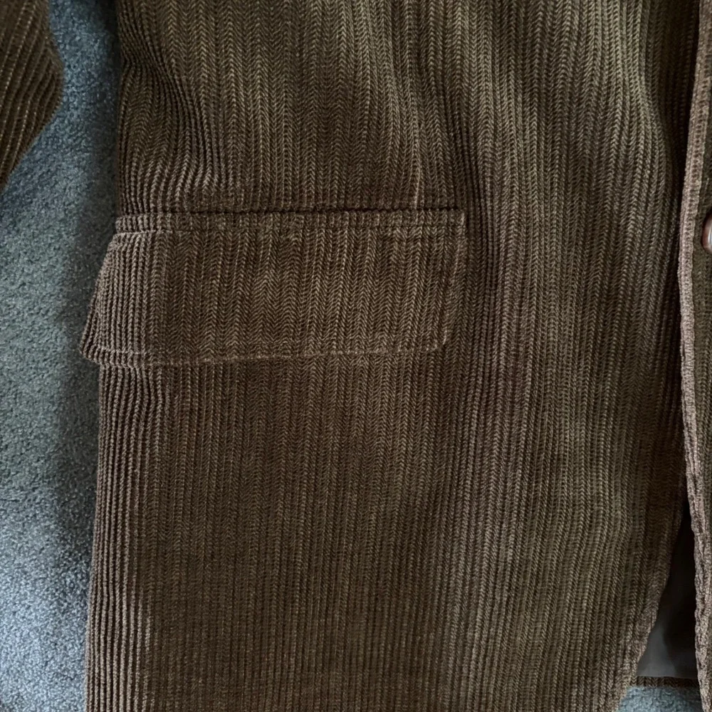 Vintage Corduroy Blazer Mens Large Brown Herringbone Wide Wale Two Button Jacket